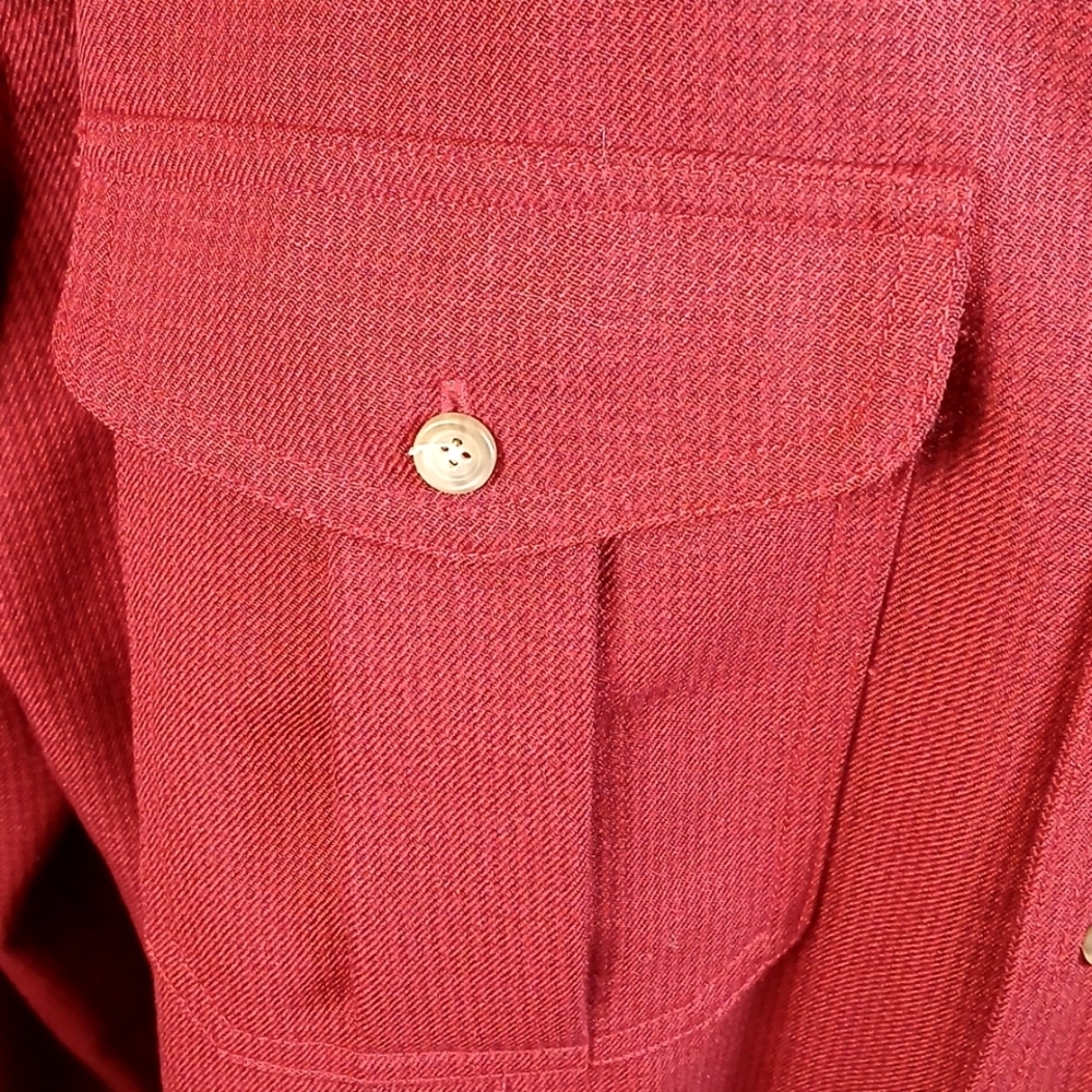 Filson Garment 100% Virgin Wool Shirt Red Men Large Shirt Button Up Down size XL - Picture 6 of 9